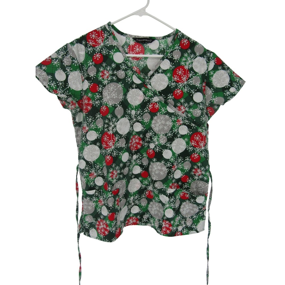 Vintage Scrub Top Small Green Christmas Ornament Medical‎ Uniform Festive Tech